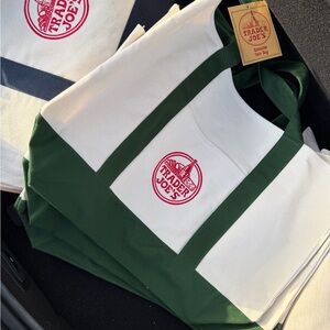 Trader Joe's Green and White Tote Bag